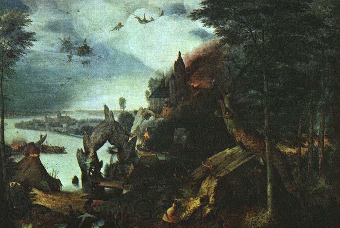 BRUEGEL, Pieter the Elder Landscape with the Temptation of Saint Anthony Norge oil painting art